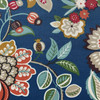 Solarium Telfair in Peacock | OUTDOOR Home Decor Fabric | Floral in Blue / Green / Orange | Richloom | Medium Weight | 54" Wide | By the Yard