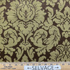 Flowers in Forrest | Upholstery Fabric | Floral Damask in Olive Green / Brown | Medium Weight | 54" Wide | By the Yard