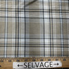 Nathan in Ecru | Drapery / Slipcover Fabric | Plaid in Beige / White / Blue | Medium Weight | 54" Wide | By the Yard