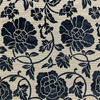 Garden in Black | Upholstery Fabric | Chenille Floral Design in Black on Tan | Heavyweight | 54" Wide | By the Yard