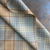 Quincy in Smog | Tartan Plaid Twill  Fabric in  Muted Sky Blue, Golden Tan with Green  | Midweight Home Decor Fabric | Cotton Blend  | Marlatex | 54" Wide | BTY