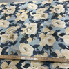 Rose Blossom in River | Home Decor Fabric | Blue Yellow Grey Floral | Regal | 95% Poly / 5% Linen | 54" Wide | By the Yard