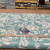 3.5 Yard Piece of Turquoise Blue Beige White Floral Batik Style Drapery Fabric By The Yard 54"W