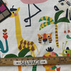 Selva in White  |  Zoo Animals Printed Duck Home Decor Fabric | Juvenile |  Drapery | Novelty|   Vilber | 100% Cotton |  54" Wide | Sold BTY