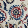 Busan in Blue |  Ikat Medallion in Blue, Red on Natural Printed Duck Home Decor Fabric |  Drapery | Novelty|   Vilber | 100% Cotton |  54" Wide | Sold BTY