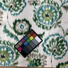 Busan in Green  |  Ikat Mosaic on Natural  Printed Duck Home Decor Fabric |  Drapery | Vilber | 100% Cotton |  54" Wide | Sold BT
