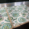 Busan in Green  |  Ikat Mosaic on Natural  Printed Duck Home Decor Fabric |  Drapery | Vilber | 100% Cotton |  54" Wide | Sold BT