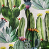 Mojave in Green  | Desert Cactus on Natural Printed Duck Home Decor Fabric | Drapery | Vilber | 100% Cotton | 54" Wide | Sold BTY