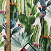 Mojave in Green  | Desert Cactus on Natural Printed Duck Home Decor Fabric | Drapery | Vilber | 100% Cotton | 54" Wide | Sold BTY