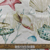 Seashells in Turquoise  | Seashell Underwater in Aqua, Pink Green on Natural Printed Duck Home Decor Fabric | Drapery | Vilber | 100% Cotton | 54" Wide | Sold BTY