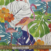 Flamingos in Purple   |  Tripoical Leaves with Flamingos in Purple, Aqua Green and Pink Printed Duck Home Decor Fabric | Drapery | Vilber | 100% Cotton | 54" Wide | Sold BTY