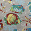 Painterly Fish in Green / Red / Blue | Home Decor Fabric | Nautical |  Vilber Calyon 2658 | Medium Weight | 100% Cotton | 54" Wide | By the Yard