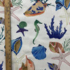 Nautical Fish and Shells | Blue / Orange / Green | Home Decor Fabric | Vilber Niza 3489 | Medium Weight | 100% Cotton | 54" Wide | By the Yard