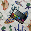 Nautical Fish and Shells | Blue / Orange / Green | Home Decor Fabric | Vilber Niza 3489 | Medium Weight | 100% Cotton | 54" Wide | By the Yard