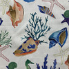 Nautical Fish and Shells | Blue / Orange / Green | Home Decor Fabric | Vilber Niza 3489 | Medium Weight | 100% Cotton | 54" Wide | By the Yard