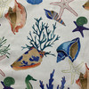 Nautical Fish and Shells | Blue / Orange / Green | Home Decor Fabric | Vilber Niza 3489 | Medium Weight | 100% Cotton | 54" Wide | By the Yard