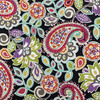 Ollie in Black | Black, Purple, Pink, Green Paisley Home Decor Fabric | P/ Kaufmann | Printed Cotton Duck | 45 Inch Wide | Sold by the Yard