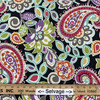 Ollie in Black | Black, Purple, Pink, Green Paisley Home Decor Fabric | P/ Kaufmann | Printed Cotton Duck | 45 Inch Wide | Sold by the Yard