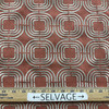 Chain Reaction in Cayenne | Drapery / Light Upholstery Fabric | Embroidered Circles in Tan on Brick Orange | P/K Lifestyles | 54" Wide | By the Yard