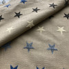 Five Points in Reality TV | Jacquard Upholstery Fabric | Chenille Stars in Blue / Brown / Tan | Heavy Weight | 54" Wide | By the Yard