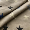 Five Points in Reality TV | Jacquard Upholstery Fabric | Chenille Stars in Blue / Brown / Tan | Heavy Weight | 54" Wide | By the Yard