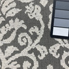 1.66 Yard Piece of Scroll Damask Fabric | Off White / Grey / Charcoal | Upholstery | 54" Wide | By the Yard