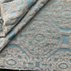 Scrollwork in Teal / Grey | Jacquard Upholstery Fabric | Chenille | Heavy Weight | 54" Wide | By the Yard