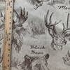 Wildlife in Doeskin | Upholstery Fabric | Moose / Bear on Herringbone | Tan / Brown | Medium Weight | 54" Wide | By the Yard