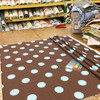 4 Yard Piece of Polka Dots in Light Blue on Brown | Home Decor / Drapery Fabric | 54" Wide | By the Yard