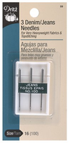 Universal Sewing Machine Needles | 4 piece | Denim/Jeans Needles Size 16 | Dritz