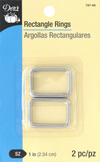 1" Rectangle Rings Nickel (2 piece) | Bag / Strap Hardware | 25mm | Dritz