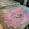Pink Mottled Print Wrinkled Patent Lambskin Leather Hide | 4 Square Feet | 1.5 Ounce / 0.7 mm.