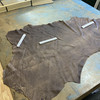 Distressed Dark Brown / Tan Nappa Lambskin Leather Hide | 6 Square Feet | 1.5 Ounce / 0.6 mm