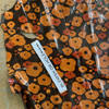 Retro Floral Print Dark Brown / Orange Patent Lambskin Leather Hide | 6 Square Feet | 1.5 Ounce / 0.7 mm