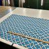 Morrow in Blue | Outdoor Waterproof Upholstery Fabric | Lattice in Blue, Black, White | Europatex | 60" Wide | By the Yard