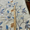 Starlight in Stone | Embroidered Drapery Fabric | Floral Pomegranate Design in Blue, Grey, Beige, Orange | Europatex | 57" Wide | By the Yard
