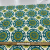 Sundial in Greenflower | Outdoor Waterproof Upholstery Fabric | Medallions in Green, Blue, Off White | Europatex | 60" Wide | By the Yard