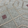 Playmaker in Thistle | Embroidered Upholstery / Drapery Fabric | Lattice Design in Taupe / Rose | Swavelle | 54" Wide | By the Yard