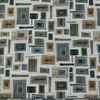 Beach Blast in Bluestone | Upholstery Fabric | Modern Geometric in Blue / Gold / Grey / White | Swavelle | 54" Wide | Heavyweight | BTY