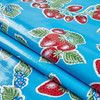 1.5 Yard Piece of Oilcloth Strawberries Blue | Heavyweight Oilcloth Fabric | Home Decor Fabric | 47" Wide