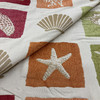 2 Yard Piece of Beach Fabric Shell Seastar Crab Palm Coral Designer Upholstery Pink Orange Green