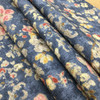 1 Yard Piece of Contemporary Floral Print Fabric in Blue / Beige / Pink / Red / Yellow | Upholstery / Drapery | Medium Weight | 54" Wide | By the Yard | Brakenbar in Indigo