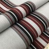 2.66 Yard Piece of 4798-0000 | Burgundy Black White Striped  Sunbrella | 46 Inch | Marine And Awning Fabric