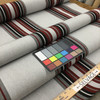 2.66 Yard Piece of 4798-0000 | Burgundy Black White Striped  Sunbrella | 46 Inch | Marine And Awning Fabric