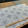 Becca in Denim | Home Decor Fabric | Medallion Tile in Blue and Off White | Covington | 54" Wide | By the Yard