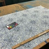 Becca in Denim | Home Decor Fabric | Medallion Tile in Blue and Off White | Covington | 54" Wide | By the Yard