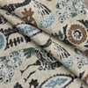 Peacock Parade Slub Duck in Espresso | Home Decor Fabric | Stamped Design in Brown / Blue / Green / Grey | PKL Studio | 54" Wide | By the Yard