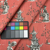 Asian Toile in Scarlet | Home Decor / Curtain Fabric | Slub Canvas | Muted Red / Grey / Blue / White | Premier Prints | 100% Cotton | 54" Wide | By the Yard
