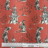 Asian Toile in Scarlet | Home Decor / Curtain Fabric | Slub Canvas | Muted Red / Grey / Blue / White | Premier Prints | 100% Cotton | 54" Wide | By the Yard