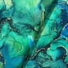 Midas in Shamrock | Northcott | Quilting Fabric | 44" Wide | 100% Cotton | Abstract Marbling | Metallic Gold / Green / Blue / Teal
